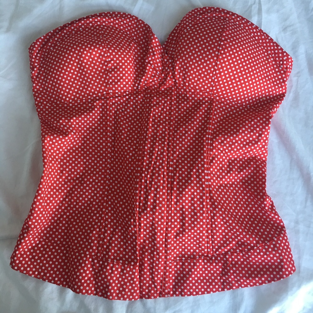 Vintage/Retro Red w/White Polka Dots Bustier Top